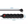 Stroomverlenging ESPERANZA ELK215K – 3 m kabel, 5 Type-E-aardingsstopcontacten, voor binnen, zwart