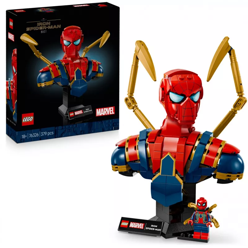 LEGO Marvel verzamelbuste Iron Spider-Man 76326, 379 onderdelen, 18+ tentoonstellingsmodel, 170×200×110 mm