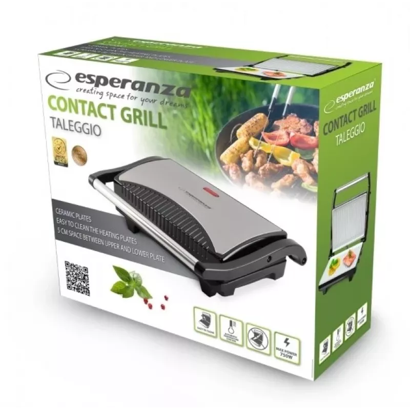 Esperanza EKG006 elektrische grill 750W RVS/zwart