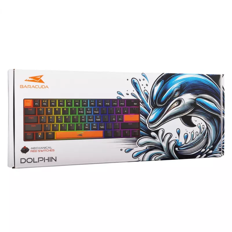 Mechanisch toetsenbord Baracuda Dolphin zwart US-layout met Red Switches