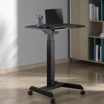 Draagbare computertafel met wielen, in hoogte verstelbaar zit-sta-bureau tot max. 113 cm, tot 30 graden kantelbaar, zwart
