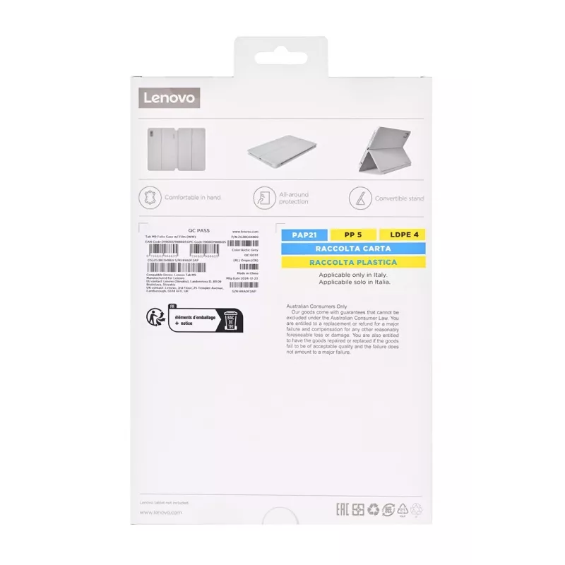 Lenovo ZG38C04869 folio-hoes voor Tab M9, 22,9 cm (9 inch), polyurethaan/polycarbonaat, grijs