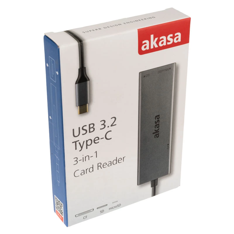 Akasa AK-CR-09BK USB 3.2 Gen1 Type-C 3-in-1 kaartlezer