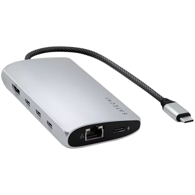 Satechi ST-P8KES USB-C multipoortadapter 8K met Ethernet V3, zilver