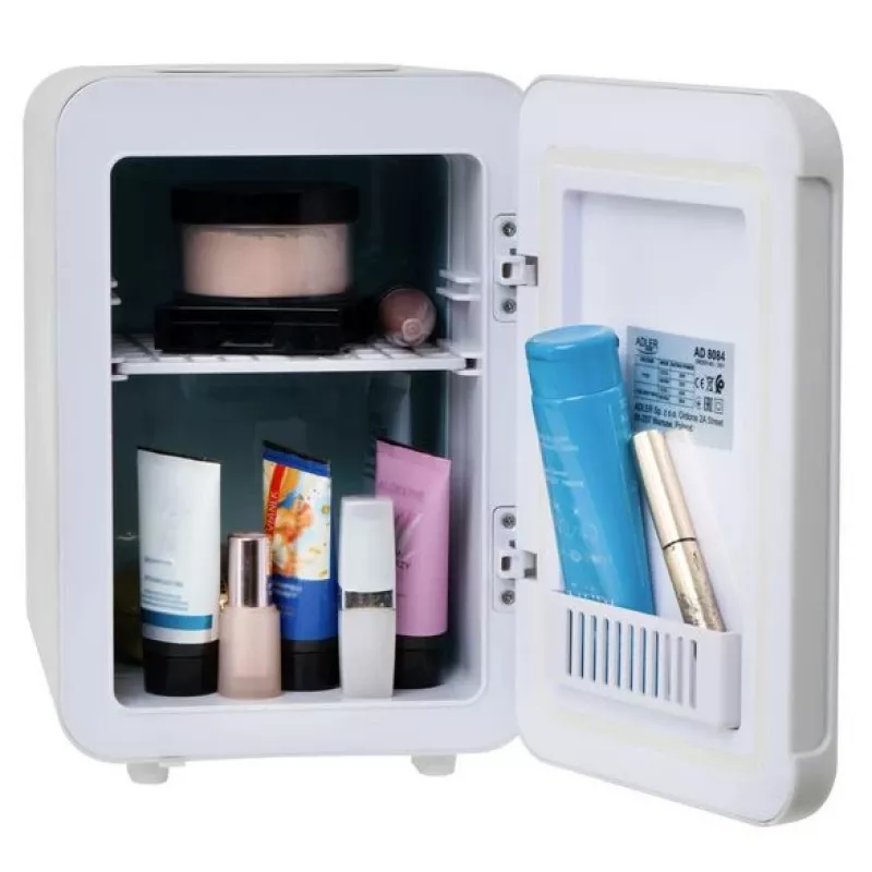 Minikoelkast Adler AD 8084G — compact grijs 12V/230V, 4 L inhoud, draagbaar, deur rechtsdraaiend