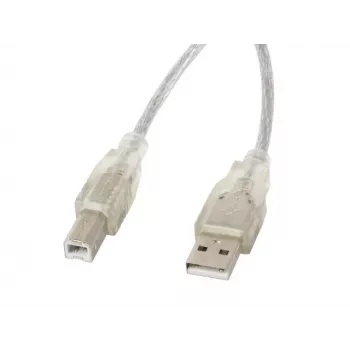 USB-2.0-kabel LANBERG CA-USBA-12CC-0018-TR, USB A (stekker) naar USB B (stekker), 1,8 m, transparant