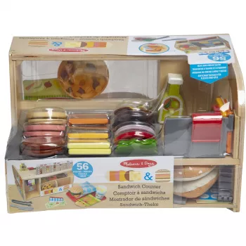 Melissa & Doug houten broodjestoog met snijmachine – 56-delige speelgoedvoedingsset – FSC-gecertificeerd