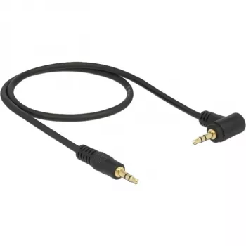 DeLOCK - audiokabel - 24 AWG - mini-jack stereo 3,5 mm (M) - mini-jack stereo 3,5 mm (M) - 50cm - zwart - connector in 90°-hoek (83752)