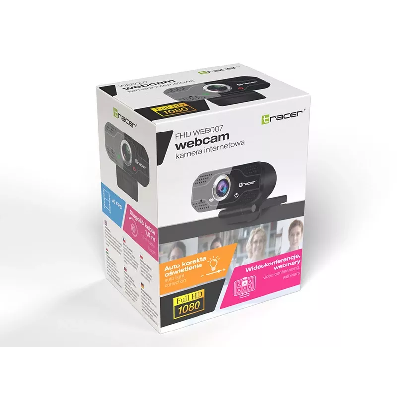 Webcam Tracer WEB007 2 MP 1920 x 1080 pixel USB 2.0 zwart