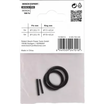 Set borgring en pen, voor PRO Impact dopsleutel 1/4, beveiliging zwart, 4-delig