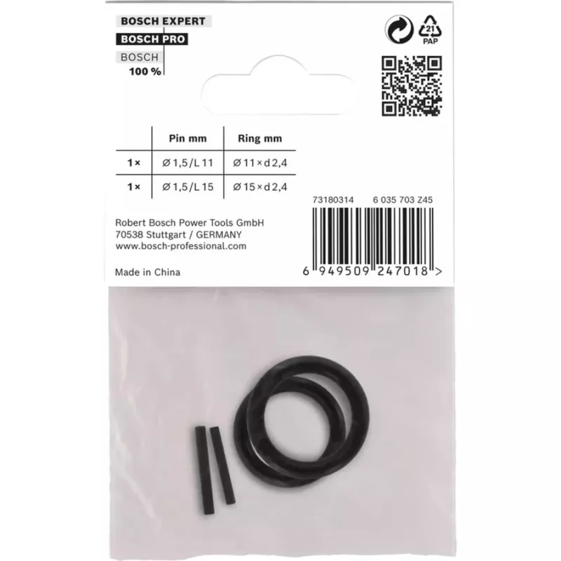 Set borgring en pen, voor PRO Impact dopsleutel 1/4, beveiliging zwart, 4-delig