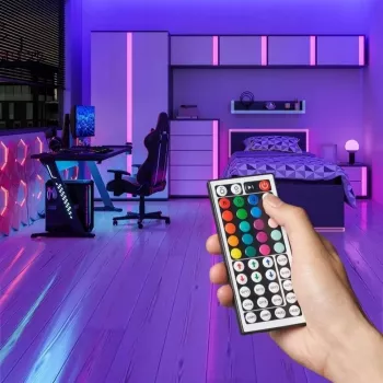 LED-lichtbalk Vention PAEWH 2 m, USB-gevoed 5 V, RGB met IR-afstandsbediening, montage met dubbelzijdig plakband
