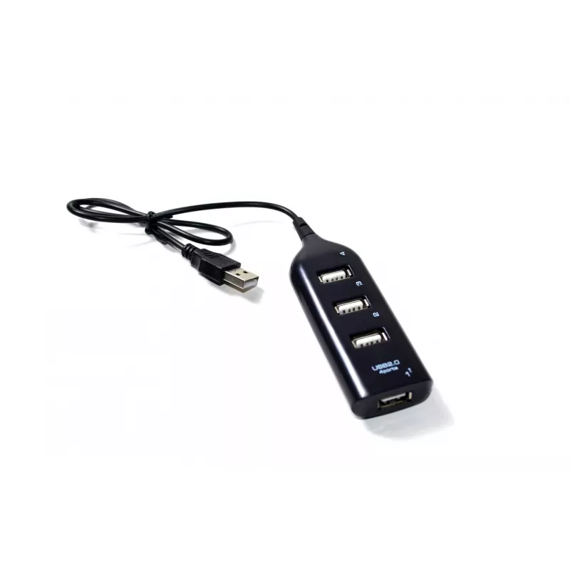 VAKOSS USB-hub TC-234UX — 4-poorts USB 2.0-hub, DC-voeding (5 V, 1 A), zwart
