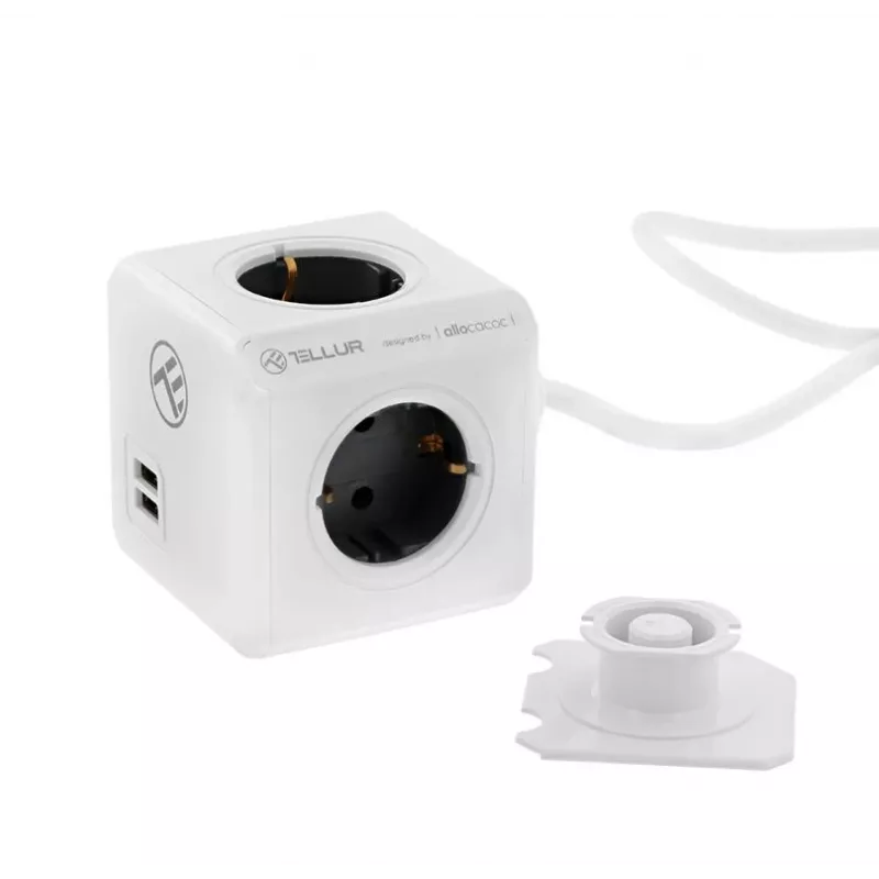 Meervoudig stopcontact Tellur Power Cube Extended 4 stopcontacten 2 USB-aansluitingen
