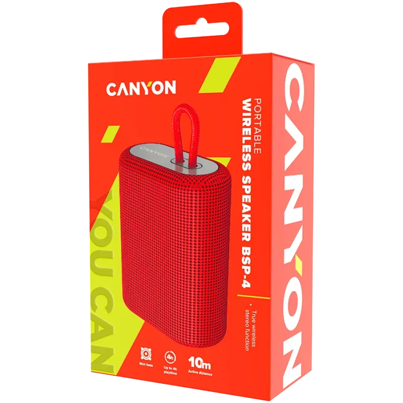 Canyon Bluetooth-luidspreker BSP-4 TF-lezer/USB-C/5W rood detailhandel