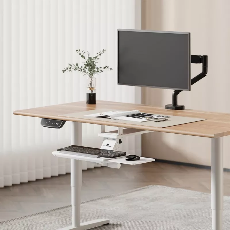 Toetsenbordhouder MACLEAN MC-156 W — verstelbaar plateau onder tafel, max. belasting 5 kg