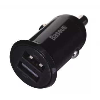 Auto-oplader Baseus Gain Pro universeel zwart – 2× USB 2.0, 2,4 A per poort, ingang 12–24 V, 5 V uitgang