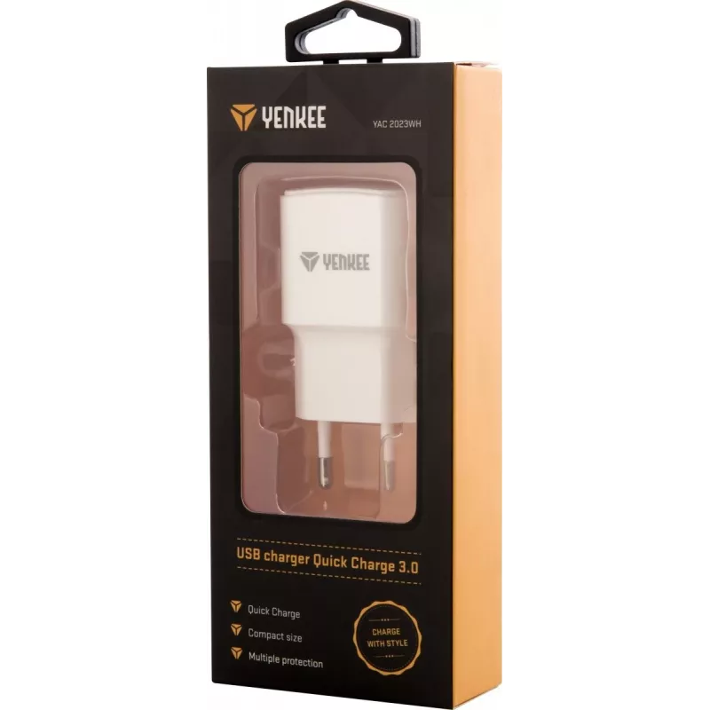 USB-netlader YENKEE YAC 2023WH 18W 3A Quick Charge 3.0