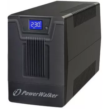 Uninterruptible Power Supply PowerWalker VI 800 SCL FR — line-interactive UPS 0,8 kVA (480 W), 2 stopcontacten Type E, USB, RJ-45/RJ-11, 12V 9Ah accu, tower, zwart