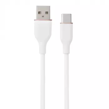 Siliconen kabel USB Type-A - Type-C (wit, 1 m)