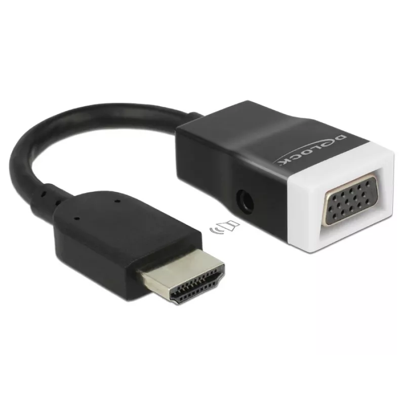 Delock 65587 adapter HDMI-A male naar VGA (D-Sub 15) female met audio, zwart/wit