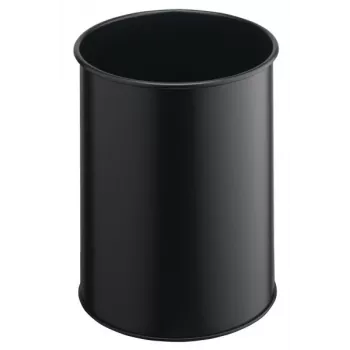 Afvalemmer rond polyester staal zwart robuust 330101