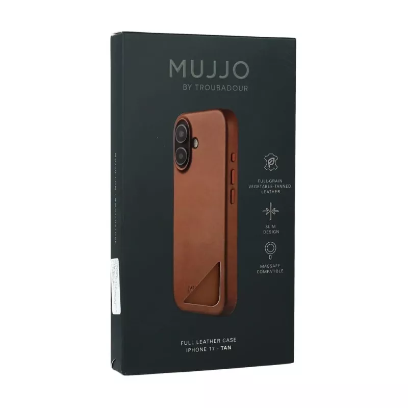 Mujjo Full Leather Case MagSafe hoes voor iPhone 17 bruin