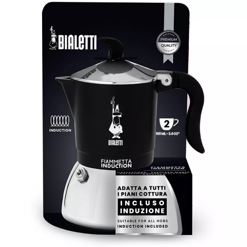 Inductie-koffiezetapparaat BIALETTI FIAMMETTA 2 kopjes, zwart