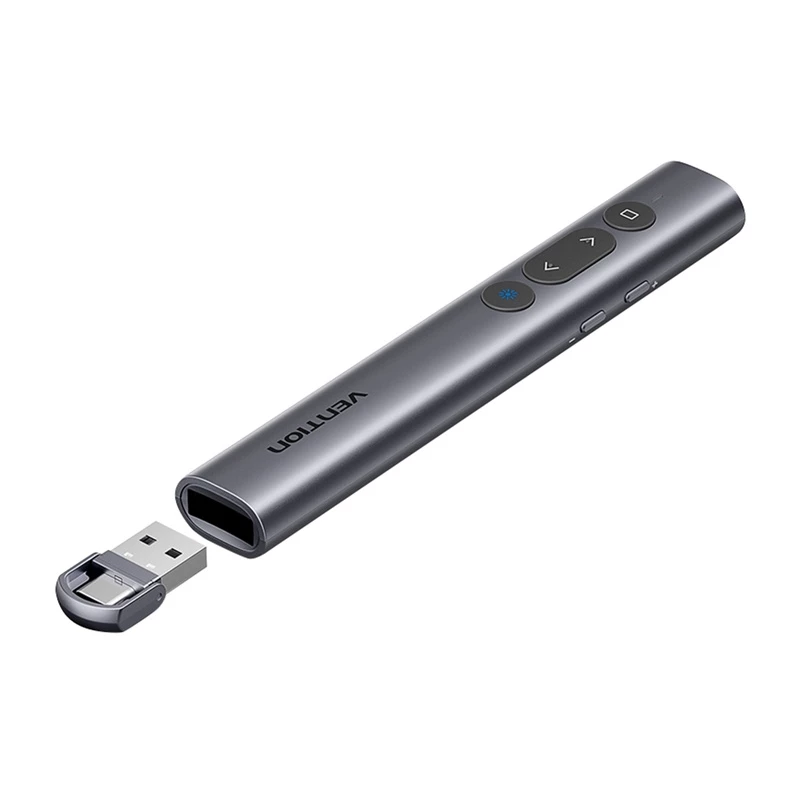 Draadloze laserpointer Vention KQIH0 – rode laser, maximaal bereik 50 m, USB-interface, lichtgewicht PVC-behuizing