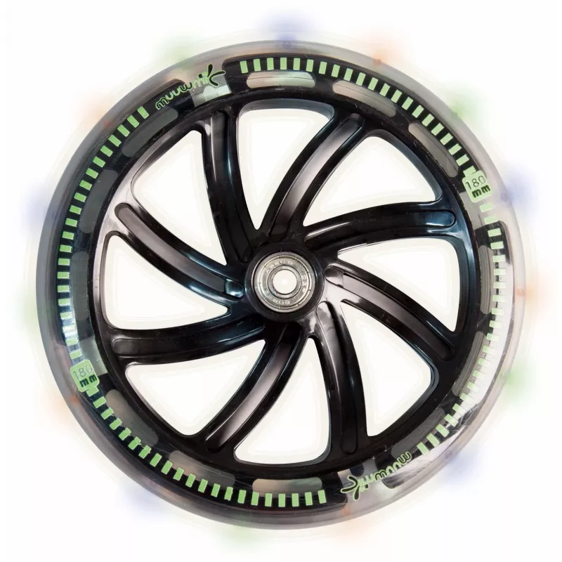 Step Muuwmi aluminium NEON 180 mm met lichten – aluminium deck, 180 mm wielen, geïntegreerde LED-lichten