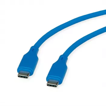 ROLINE USB 2.0 kabel C-C ST/ST siliconen 60W 1m blauw - kabel - digitaal/data (11.02.9123)