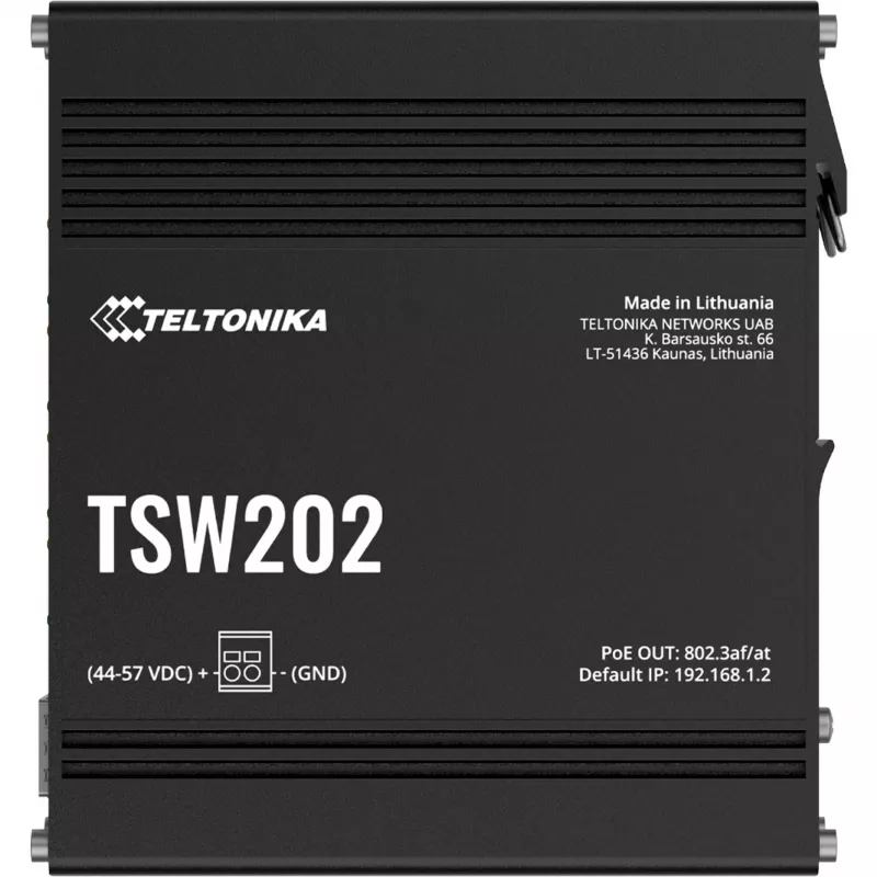 Teltonika TSW202 managed L2 gigabit ethernet (10/100/1000) Power over Ethernet (PoE) aluminium, blauw