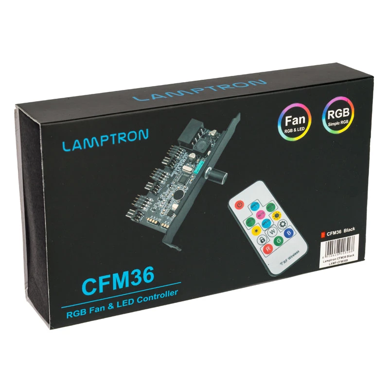 Lamptron CFM36 ventilator- en RGB-LED-controller voor PCI-slot, zwart