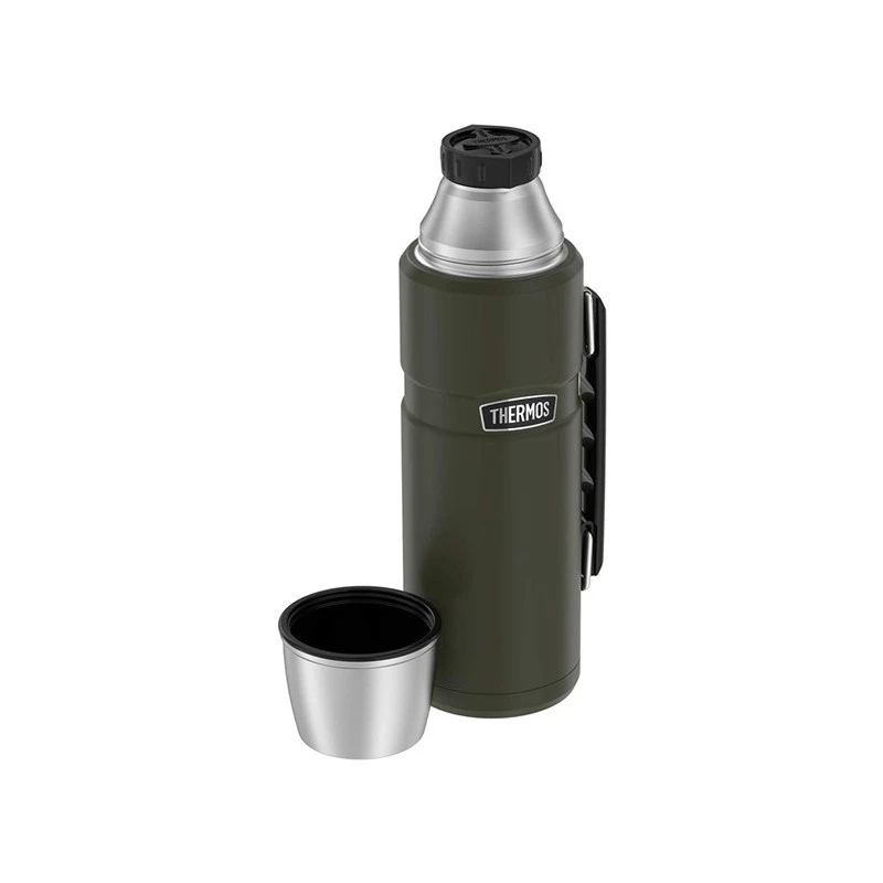 Thermosfles THERMOS TH-170028 470 ml, vacuümgeïsoleerd RVS, olijfgroen, 24 u warm/koud