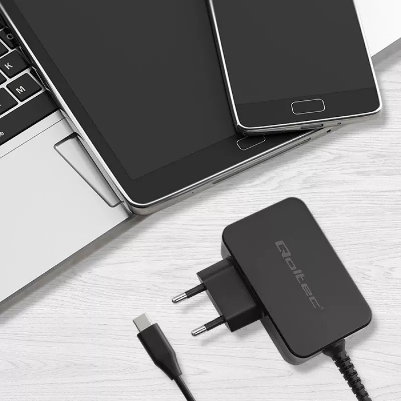 Qoltec 52386 GaN POWER PRO oplader | 1xUSB-C | 65W | 5-20V | 3-3,25A | zwart