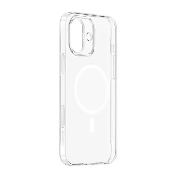 Baseus iP16 Transparant TouchButton Magnetic telefoonhoesje — transparant beschermhoesje met touchknop en magneetbevestiging