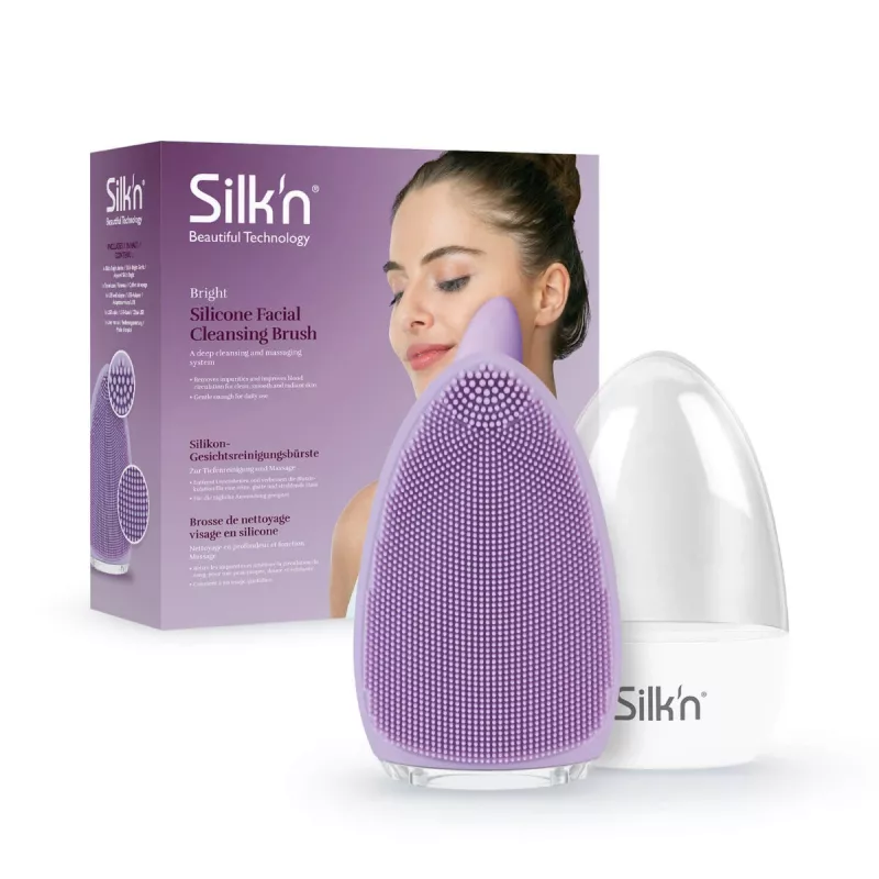 Vibrerende gezichtsborstel Silk'n Bright lila net-/batterijvoeding voor alle huidtypes