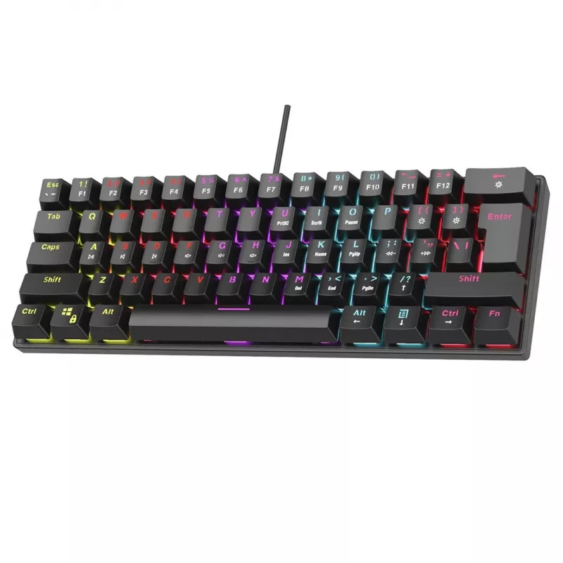 Mechanisch toetsenbord RAMPAGE PLOWER K60 met blue-switches en RGB-achtergrondverlichting