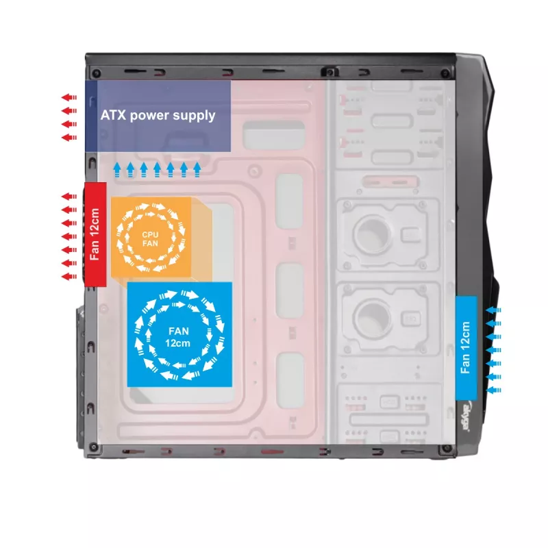 Akyga AK13BK Micro Tower-behuizing, ATX/Micro ATX/Mini ITX, zwart