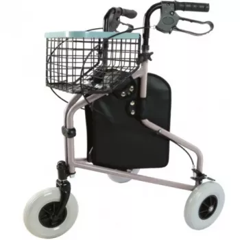 Driewiel rollator REHA FUND RF-611 Barcelona, stalen frame, opvouwbaar, in hoogte verstelbaar 82–97 cm, max. belasting 110 kg, vergrendelbare wielen, mand