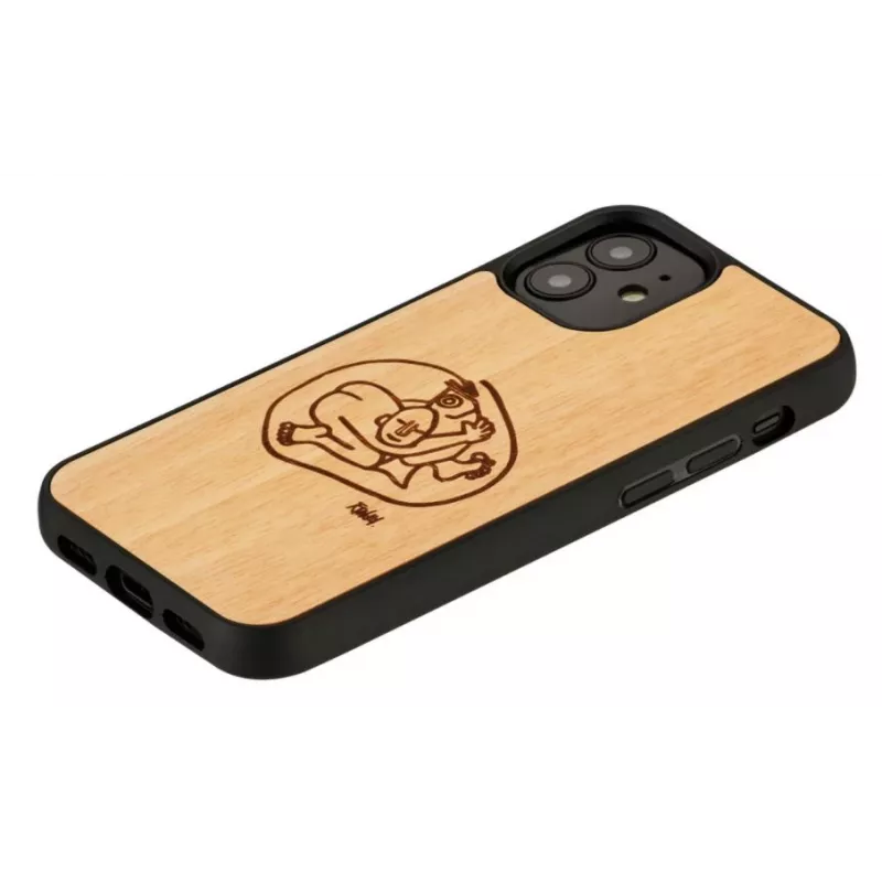Beschermhoes Man and Wood voor iPhone 12 mini — kindvriendelijk visdesign
