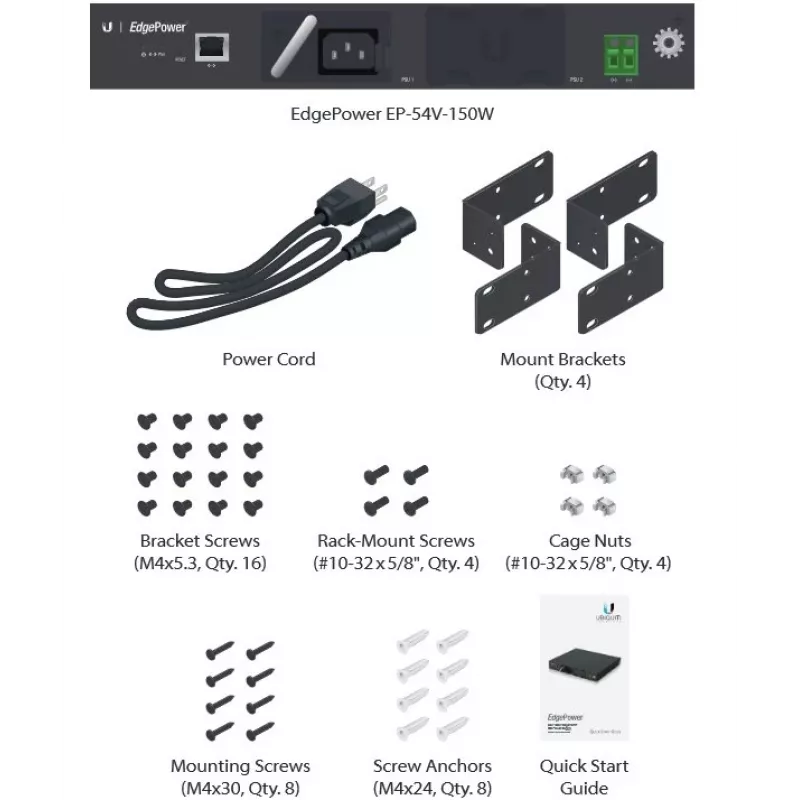 Voeding UBIQUITI EP-54V-150W 150 W, AC 100–240 V, 50–60 Hz, zwart