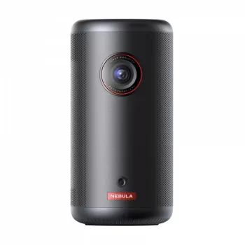Draagbare standaard-throw-projector Anker Nebula Capsule 3 — DLP 1080p, 200 ANSI lumen, 16:9, rood/zwart, net- of batterijvoeding
