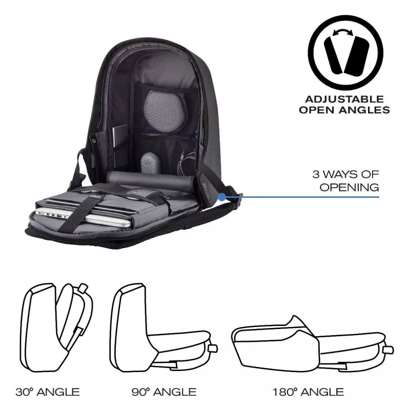Rugzak XDDESIGN P705.291 antraciet — 18 L, notebook- en tabletvakken, afsluitbare hoofdtrits