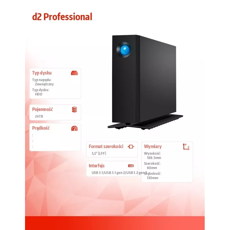 LaCie d2 Professional 24TB USB-C 10Gb/s 3,5-inch externe harde schijf (STHA24000800)