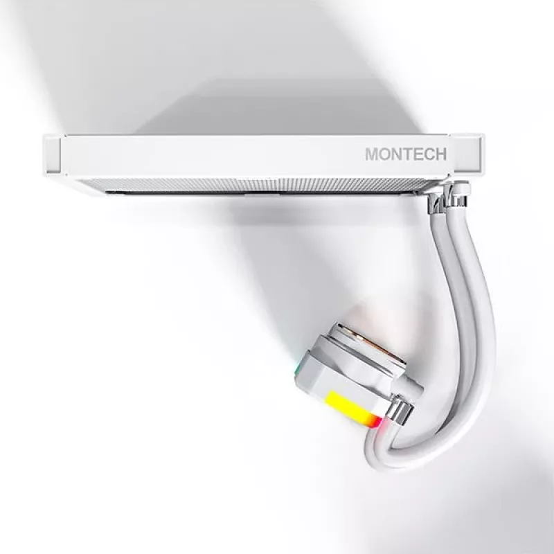 AIO-waterkoeling Montech Hyper Flow ARGB 240 mm wit — 240 mm radiator, ARGB-verlichting, witte uitvoering