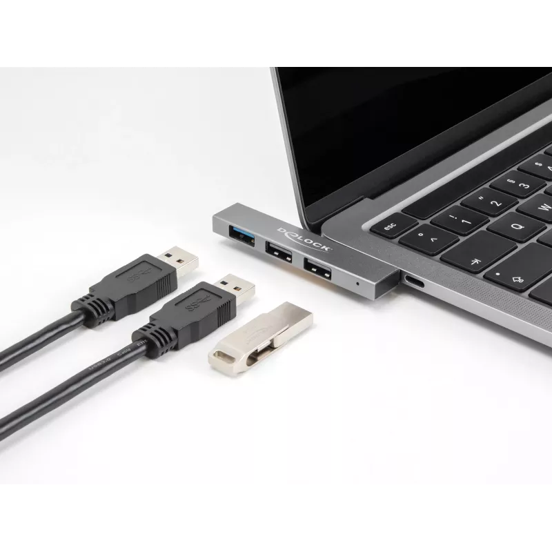 DeLOCK 3-poorts slanke USB-hub USB Type-C 10 Gbps 2 x USB 2.0