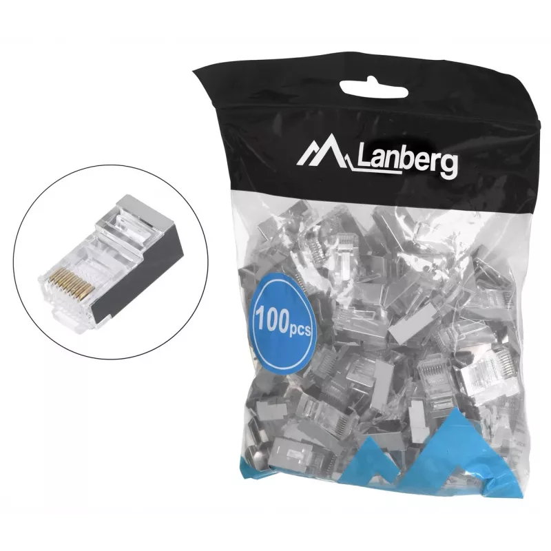 LANBERG RJ-45-stekker PLS-5000EZ, Cat5e, F/UTP (FTP), grijs, 100 stuks