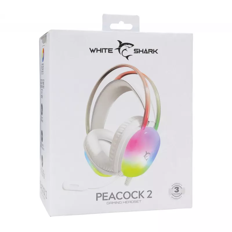 Koptelefoon White Shark GH-2444 Peacock-2 wit