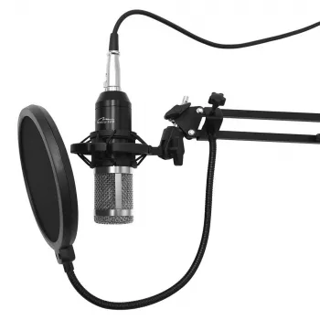 Pc-microfoon MEDIA-TECH MT397S — bekabeld, XLR-ingang, 20–20000 Hz, 150 Ω, -32 dB, 2,4 m kabel, tafelstandaard, zwart